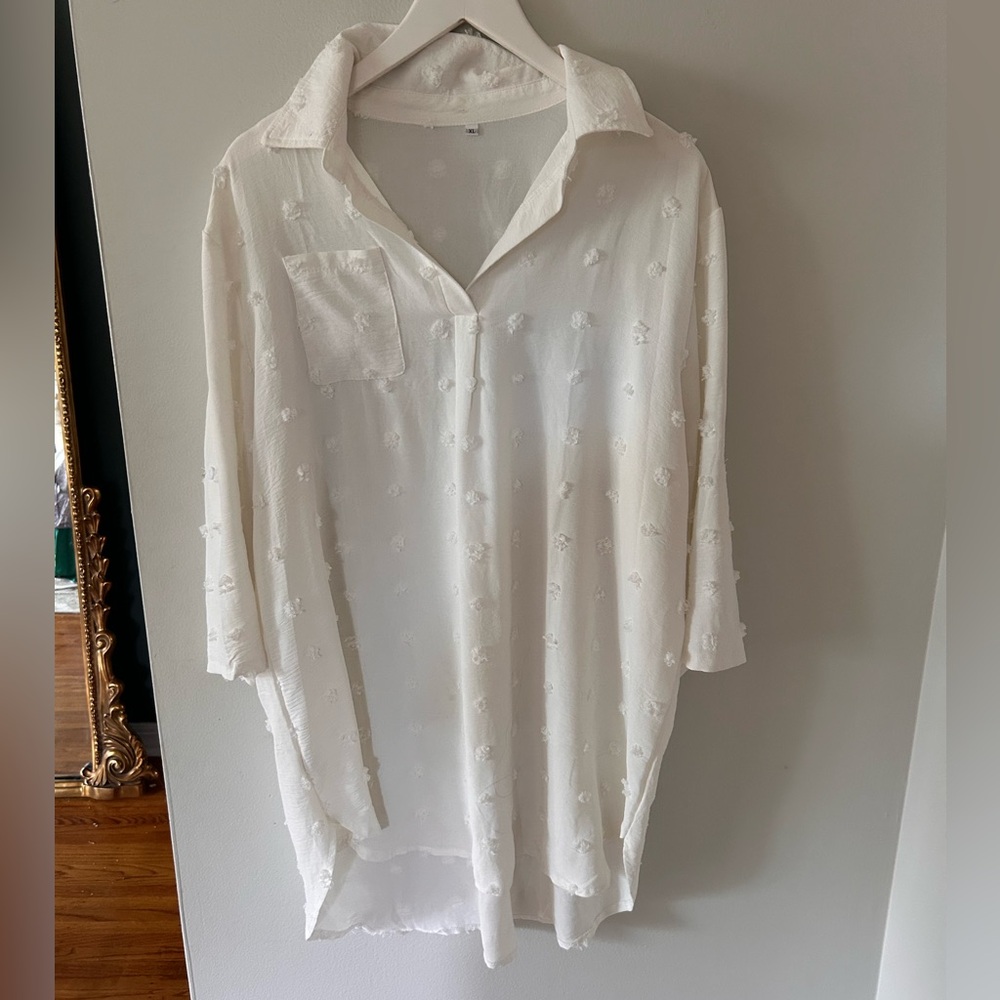 Beach Pool Cover Up White Collar